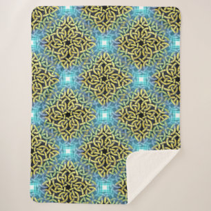 Interlacing Viktorianisch Golden Trim Aqua Hinterg Sherpadecke