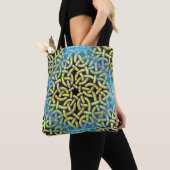 Interlacing Viktorianisch Golden Trim Aqua Hinterg Tasche (Von Nahem)