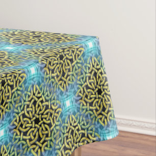 Interlacing Viktorianisch Golden Trim Aqua Hinterg Tischdecke