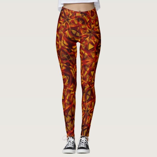 Interlacing von verbrannten orangen Krawatte Leggings (Vorderseite)