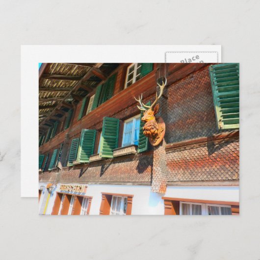 Interlaken, Holzchalet in Unterseen Postkarte (Vorne/Hinten)