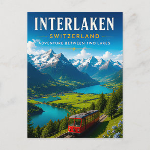 🏞️ Interlaken Schweiz Alpen-Tal-Hausdekoration Postkarte