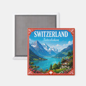 🏔️ Interlaken Schweiz Alpen Urlaubserinnerung Magnet (Vorderseite/Rückseite)