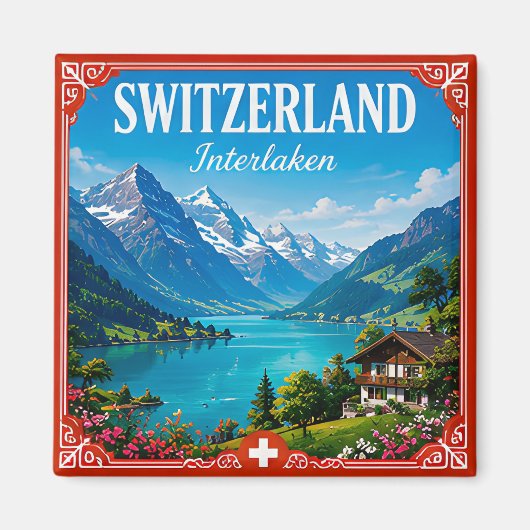 🏔️ Interlaken Schweiz Alpen Urlaubserinnerung Magnet (Vorne)