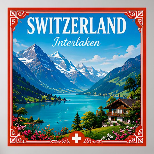 🏔️ Interlaken Schweiz Alpen-Urlaubserinnerung  Poster (Vorne)
