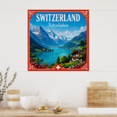 🏔️ Interlaken Schweiz Alpen-Urlaubserinnerung  Poster (Küche)