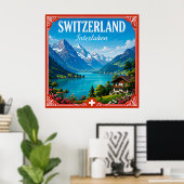 🏔️ Interlaken Schweiz Alpen-Urlaubserinnerung  Poster (Heimbüro)