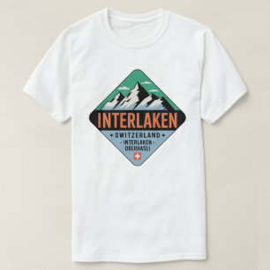 Interlaken Schweiz Berg Abzeichen T-Shirt