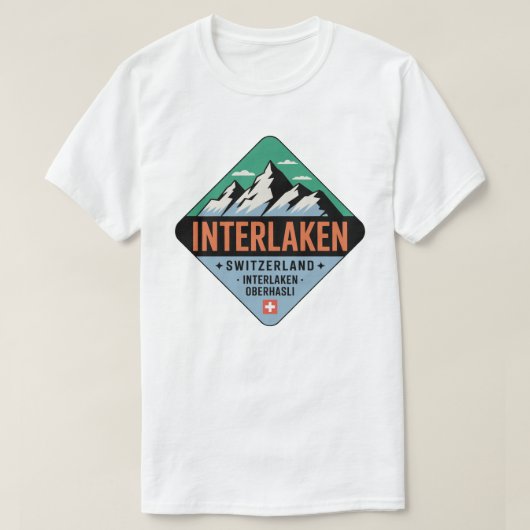 Interlaken Schweiz Berg Abzeichen T-Shirt (Design vorne)