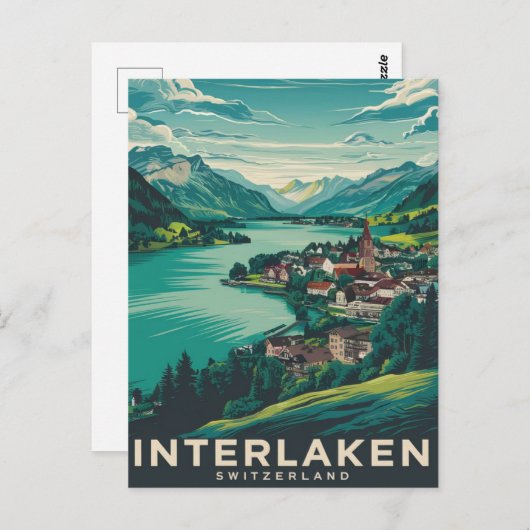 Interlaken Schweiz Green Postkarte (Vorne/Hinten)