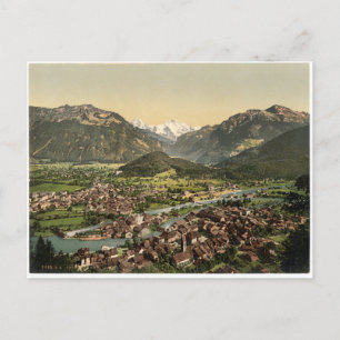 Interlaken Schweiz Luftbild Vintage Postkarte