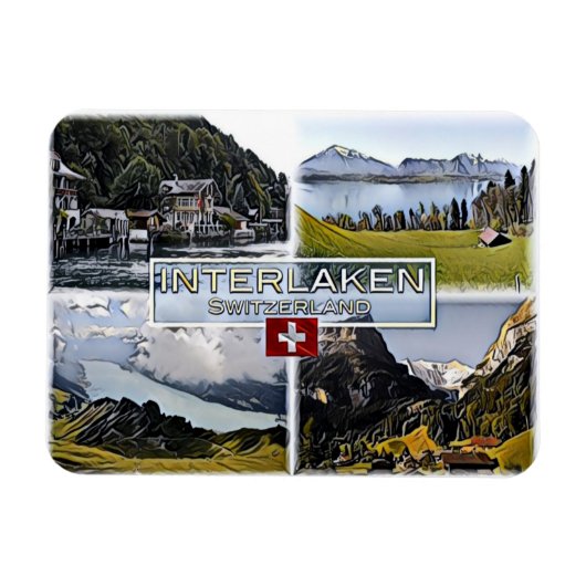 Interlaken - Schweiz - Mosaik - Magnet (Horizontal)