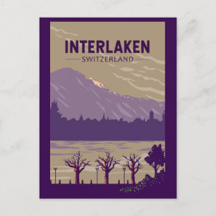 Interlaken Schweiz Reise Kunst Vintage Postkarte