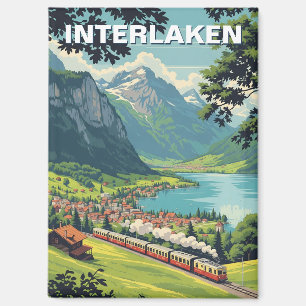Interlaken Schweiz Reise Vintage Magnet