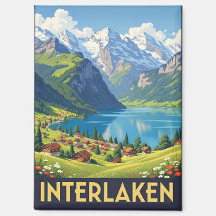 Interlaken Schweiz Reise Vintage Magnet