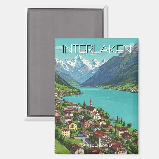Interlaken Schweiz Reisen Magnet (Vorderseite/Rückseite)