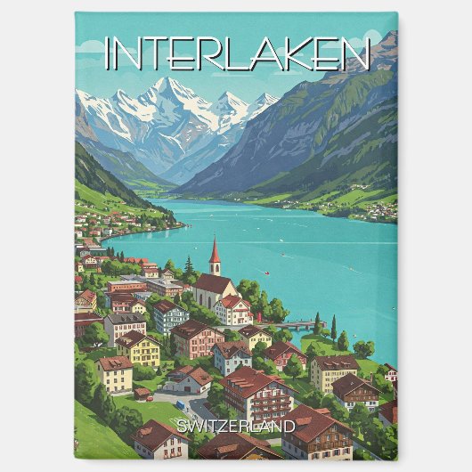 Interlaken Schweiz Reisen Magnet (Vorderseite)