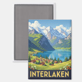 Interlaken Schweiz Reisen Vintag Magnet (Vorderseite/Rückseite)