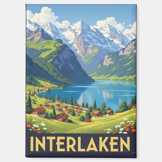 Interlaken Schweiz Reisen Vintag Magnet (Vorderseite)