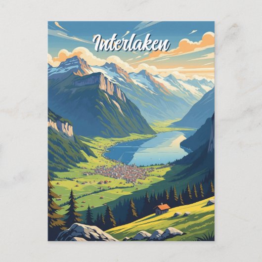 Interlaken Schweiz Reisen Vintag Postkarte (Vorderseite)
