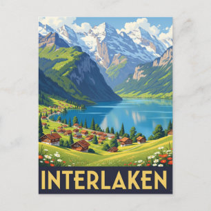 Interlaken Schweiz Reisen Vintag Postkarte