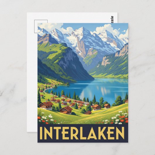 Interlaken Schweiz Reisen Vintag Postkarte (Vorne/Hinten)
