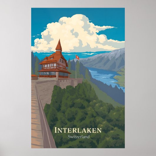 Interlaken Schweiz Reiseplakat Poster (Vorne)