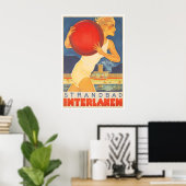 Interlaken Schweiz Reiseplakat Strandkunst Mann Poster (Heimbüro)