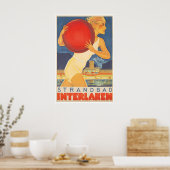 Interlaken Schweiz Reiseplakat Strandkunst Mann Poster (Küche)