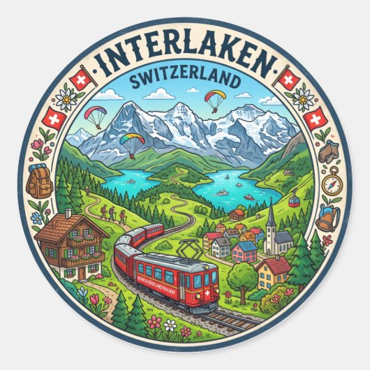 Interlaken Schweiz Runder Aufkleber (Vorderseite)