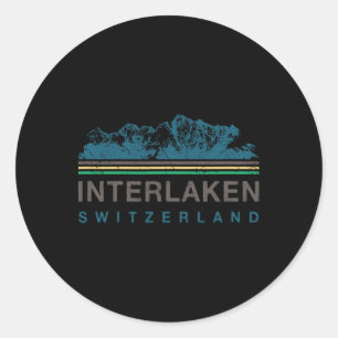 Interlaken Schweiz Schweizer Bergsteigen Retro Runder Aufkleber