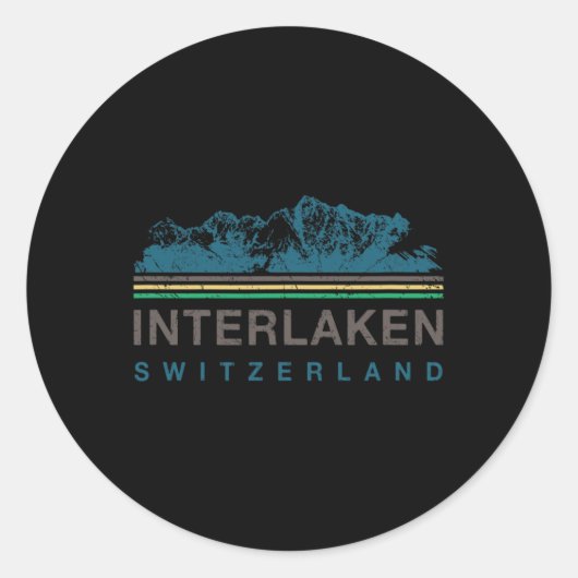 Interlaken Schweiz Schweizer Bergsteigen Retro Runder Aufkleber (Vorderseite)