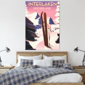 Interlaken Schweiz Skifahrplakat. Leinwanddruck (Insitu (Schlafzimmer))