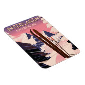Interlaken Schweiz Skifahrplakat. Magnet (Rechte Seite)