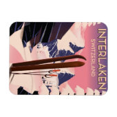 Interlaken Schweiz Skifahrplakat. Magnet (Horizontal)