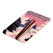 Interlaken Schweiz Skifahrplakat. Magnet (Linke Seite)
