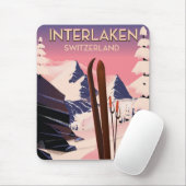 Interlaken Schweiz Skifahrplakat. Mousepad (Mit Mouse)