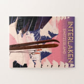 Interlaken Schweiz Skifahrplakat. Puzzle (Horizontal)