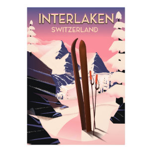 Interlaken Schweiz Skireiseplakat. Fotodruck