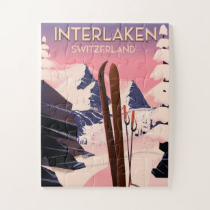 Interlaken Schweiz Skireiseplakat. Puzzle