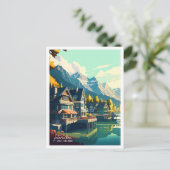 Interlaken Schweiz Vintage Illustration Postkarte (Stehend Vorderseite)