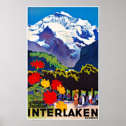 Interlaken Switzerland Vintage Poster wiederherges (Vorne)