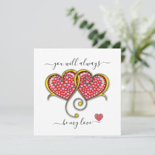 Interlock Herz Custom Eleganter Valentinstag Karte (Stehend Vorderseite)