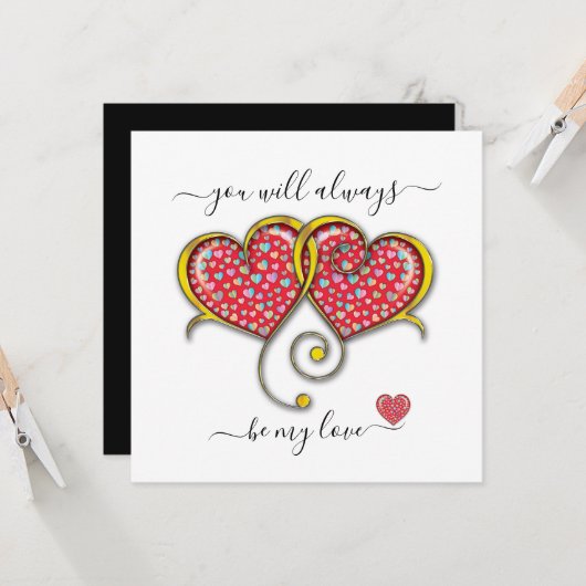 Interlock Herz Custom Eleganter Valentinstag Karte (Vorderseite/Rückseite Beispiel)