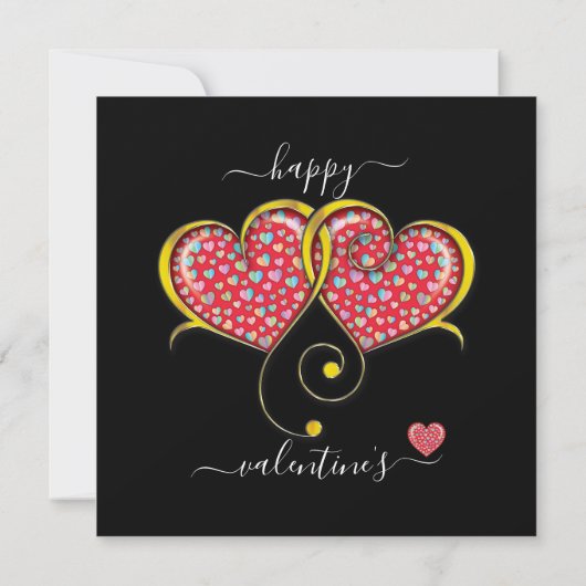 Interlock Herz Custom Eleganter Valentinstag Karte (Rückseite)