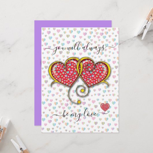 Interlock Herz Custom Eleganter Valentinstag Karte (Vorderseite/Rückseite Beispiel)