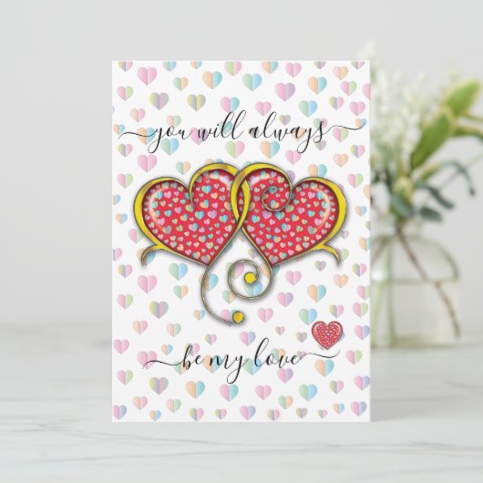 Interlock Herz Custom Eleganter Valentinstag Karte (Stehend Vorderseite)