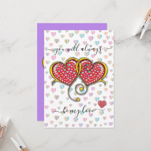 Interlock Herz Custom Eleganter Valentinstag Karte (Vorderseite/Rückseite Beispiel)