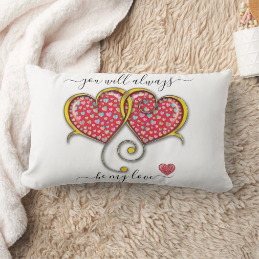Interlock Herz Custom Eleganter Valentinstag Lendenkissen (Decke)