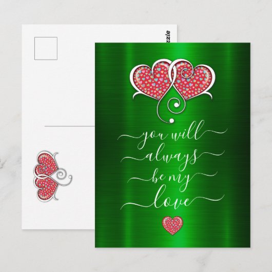 Interlock Herz Custom Eleganter Valentinstag Postkarte (Vorne/Hinten)